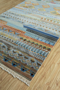 UPAWAN LUV-508 Aquatic/Red Orange - Rectangular handmade silk rug by Jaipur Rugs - view 3